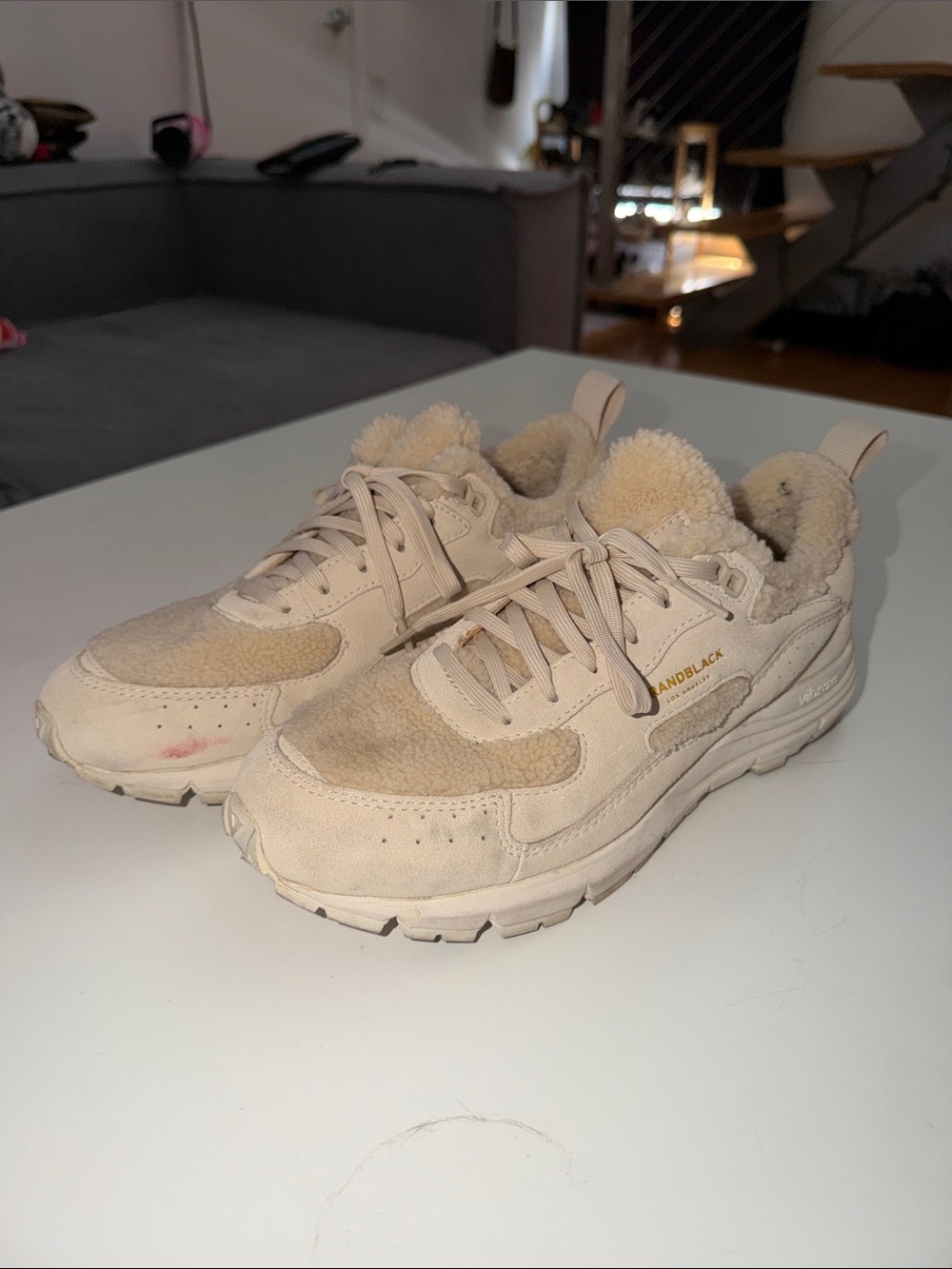 Brandblack Los Angeles Cream Suede Shearling Sneakers